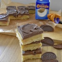 chocolate orange shortbread in stack