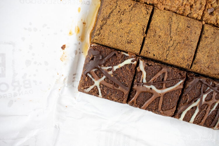 close up of brownies squares.