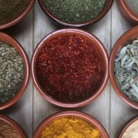 spices in ramekins.