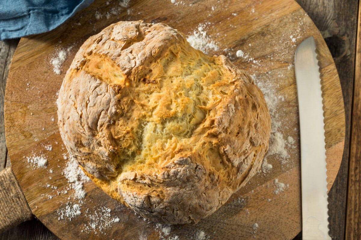 Homemade Simple Irish Soda Bread Ready to Slice.