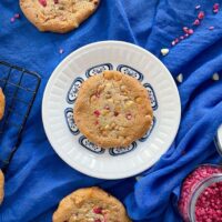 Chewy white chocolate and raspberry cookies are easy, delicious, and always perfect. With a sweet but tangy flavour, they tick all of the boxes!