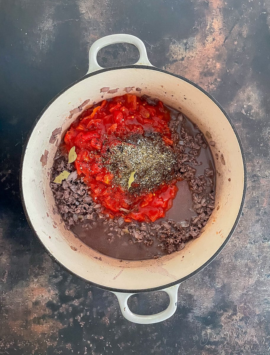 unmixed ingredients in cooking dish.