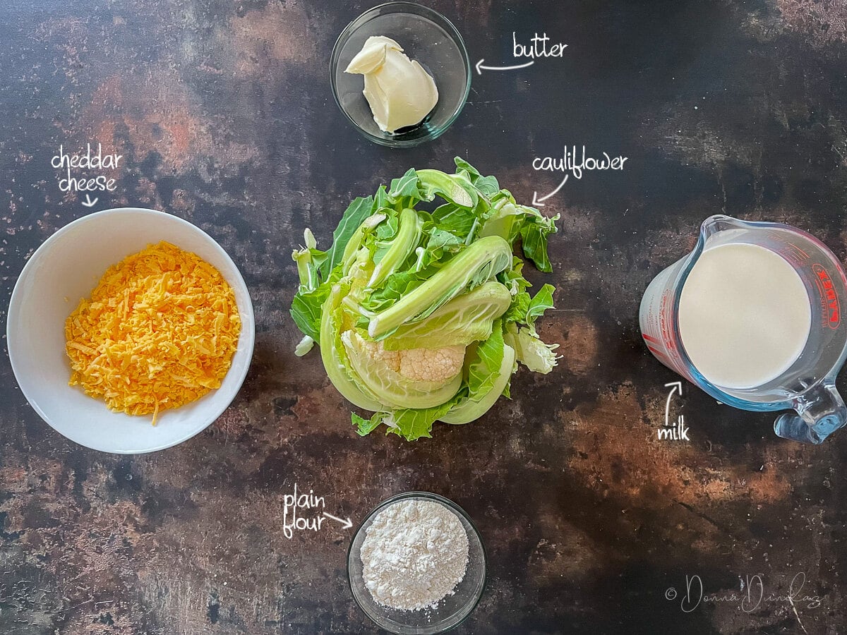 ingredients for cauliflour cheese.