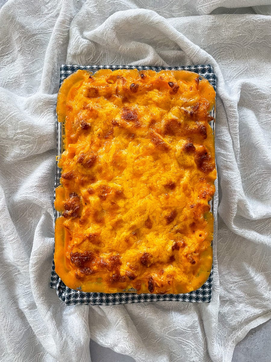 baked mac and cheese with chorizo.