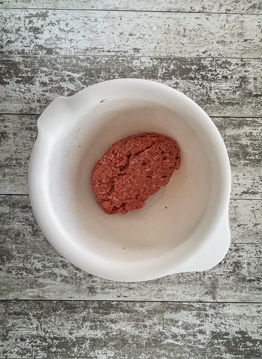 meatball dough in mixing bowl.
