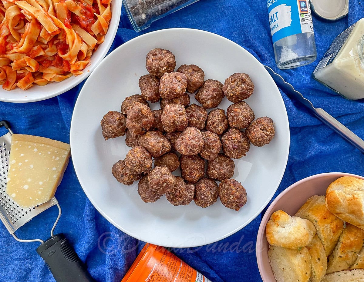cooked meatballs on plate.