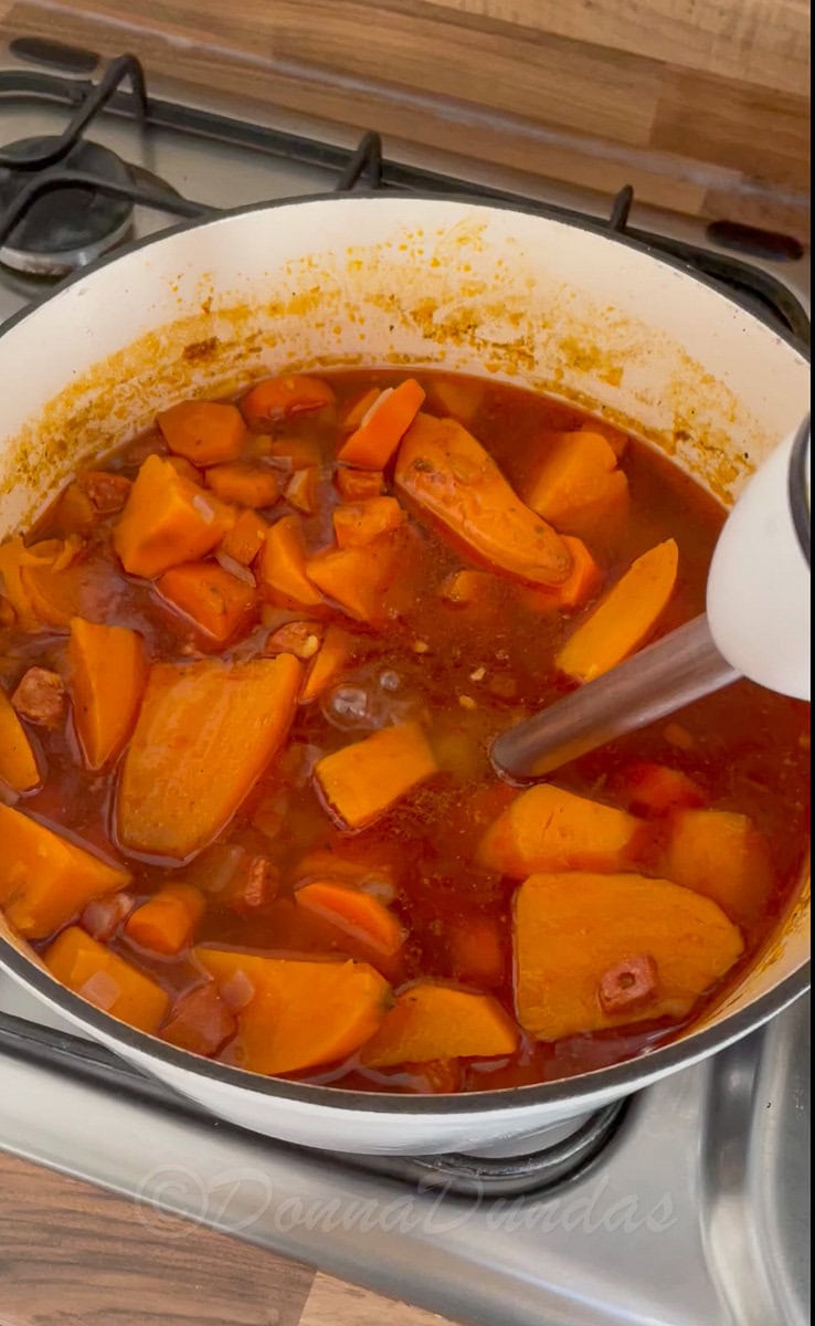 stick blender in soup mix.