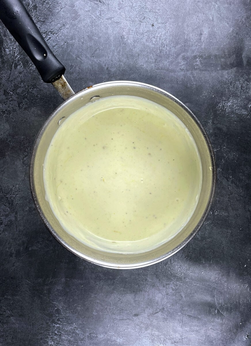 sauce for mac and cheese with leftover sprouts.